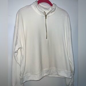 AVIA Size Large Partial Zip Up Velour Sweatshirt. Off-White Color